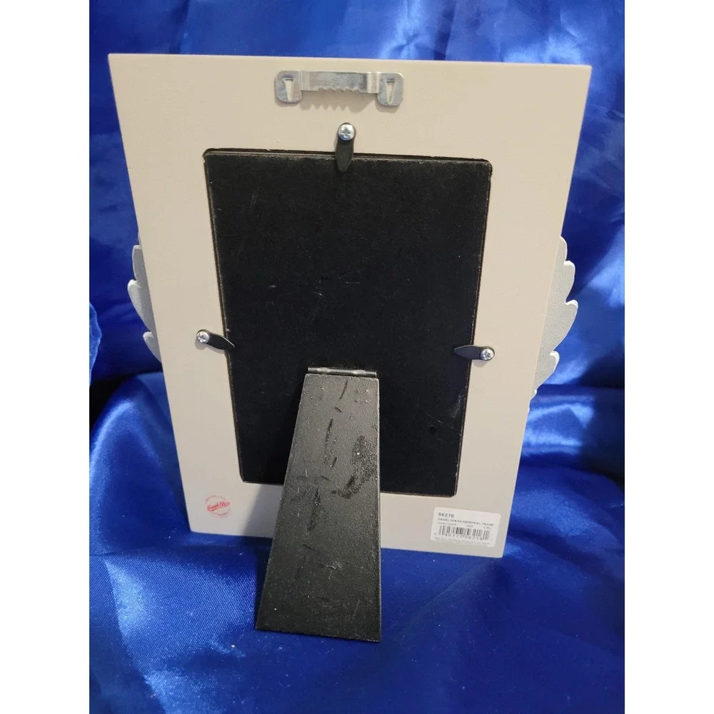 Memorial Picture Frame with Metal Angel Wings